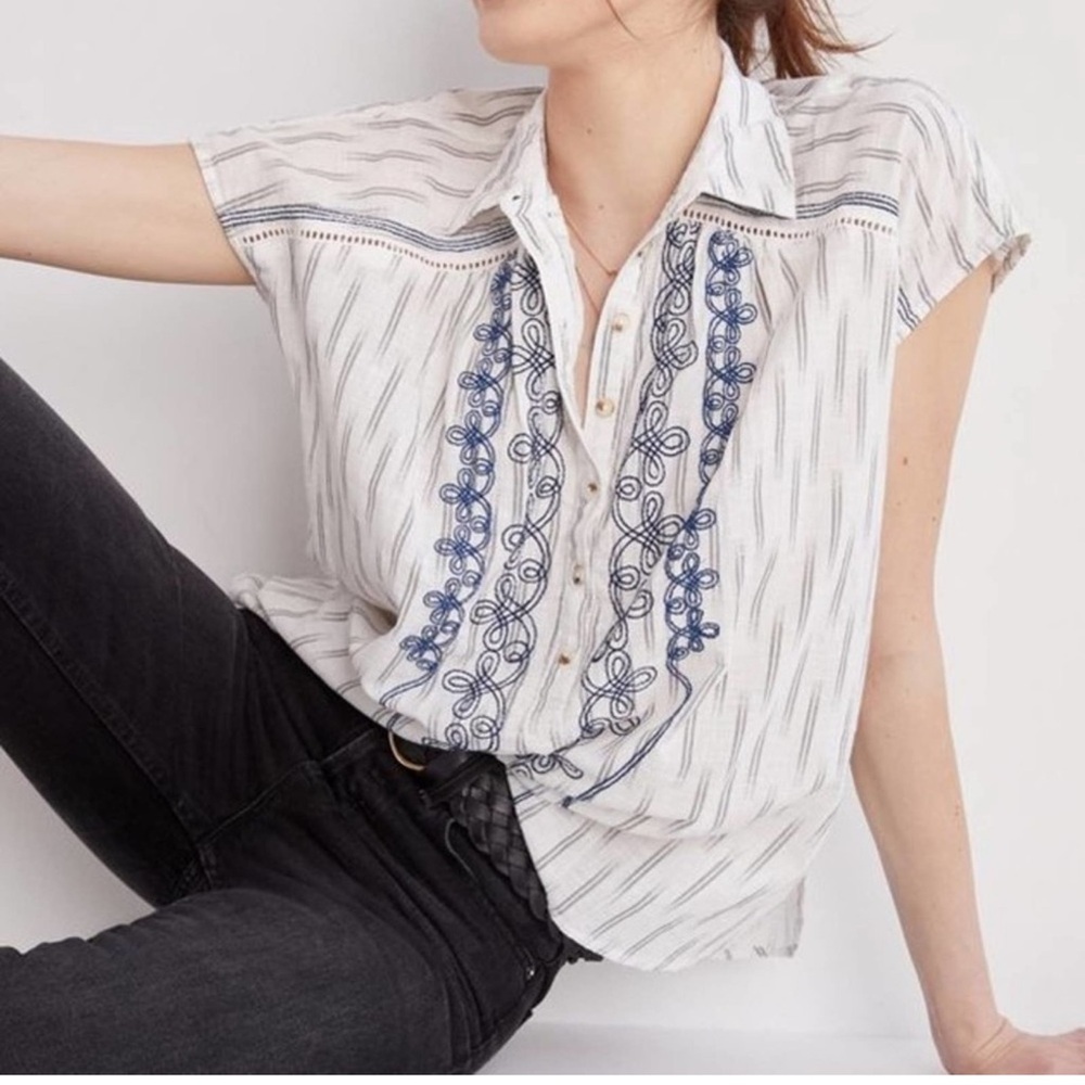 NWT Anthropologie x Pilcro Embroidered Surf Blouse Top Women's Size XL Oversized